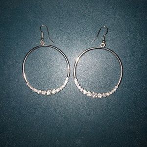 Silver Crystal Hoop Earrings